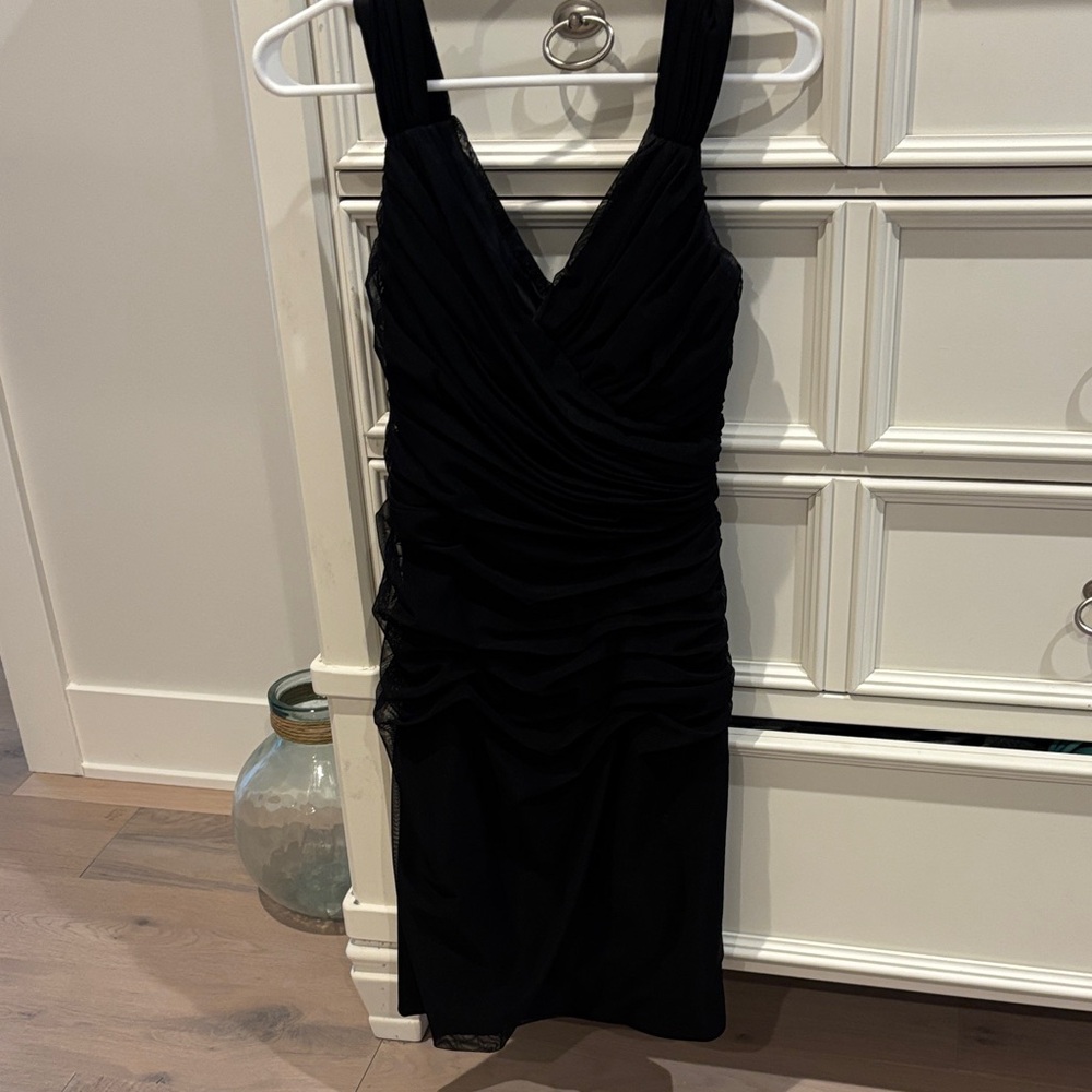 Alex Evenings Black Ruched Mini Dress